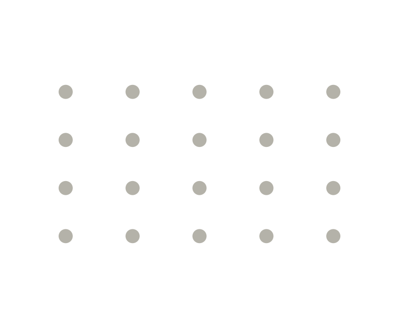 A grid of 20 circles. Placed into 5 groups of 4, and 1 element from each of these 5 groups is selected to be in the sample.